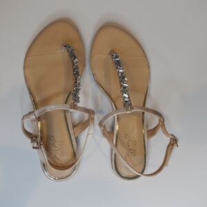 BADGLEY MISCHKA Jewel Flat Sandals size 6.5
